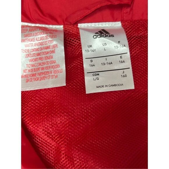 Adidas AVF-WFV Jacket Windbreaker Training Red Size Y Kids L ( 13-14 years) - Picture 5 of 11